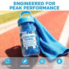 kyno Sunny Bee Cooling Towel for hot weather, Ice Cool Microfibre Towel for Neck, Chemical-Free - Durable Polyester - Quick Dry Mesh - Soft to Touch