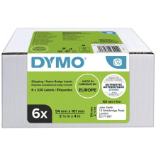 DYMO Authentic LabelWriter Large Shipping Labels/Name Badges | 54mm x 101mm | 6 Rolls of 220 Easy-Peel Labels (1,320 Count) | Self-Adhesive | for Lab