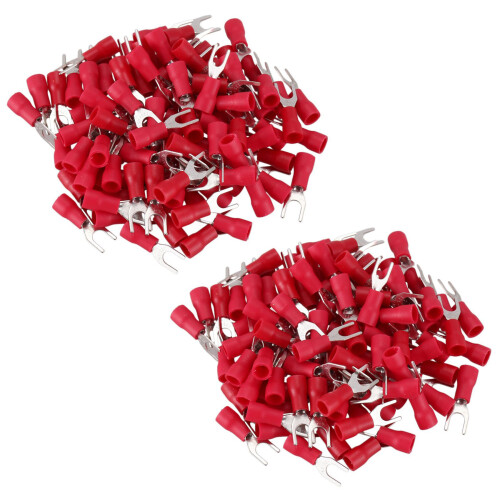 200 Pcs Fourche 4mm AWG 22-16 Cable de borne pre isole