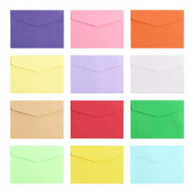 Moendergo 60 pcs Mini Coloured Envelopes,115 * 81mm 12 Assorted Colours Tiny Gift Envelopes for Christmas, Thanksgiving, Wedding, Birthday Party
