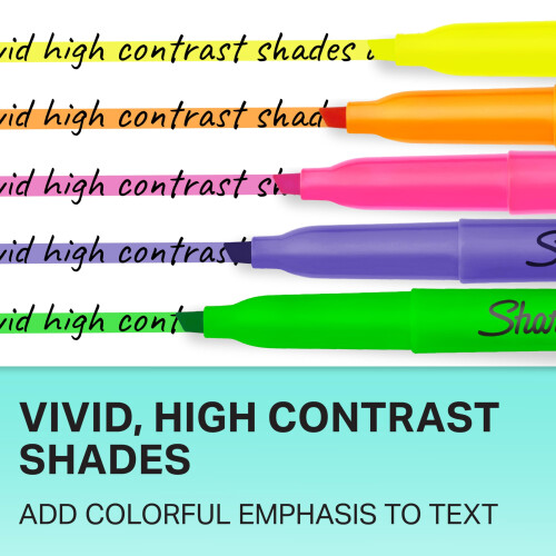 Sharpie Sharpie Pocket Highlighters | Chisel Tip | Assorted Fluorescent Ink Colours | 12 Highlighter Pens 2