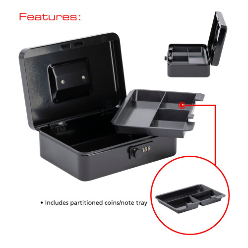 Sterling CB03CBK 10" Combination Lock Cash Box - Black 2