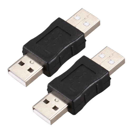 2X Adaptador Conector USB A Macho A Macho - Negro