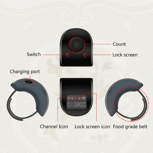2X  Digital LCD Electronic Finger Ring Hand Tally Counter 6 Digit Rechargeable Counters Clicker-Red 2