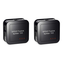 2X Digital Optical Audio 1X3 Splitter, SPDIF TOSLINK Optical Fiber Audio Splitter,1 in 3 Out, for -Ray DVD HDTV