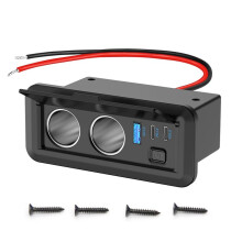 Presa Accendisigari Doppia, Presa USB da 78 W e 12 V, Doppia Porta USB-C PD e QC3.0 per Caricabatteria da Auto con Interruttore per Autobus e Barche