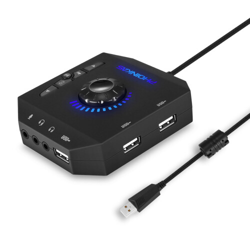 2X Phoinikas T10 Multi- USB Hub Audio Adapter External Stereo Card Black 1