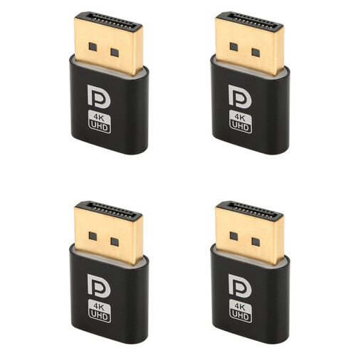 4X 4K  Dummy Plug DP Display Adapter EDID Headless  Emulator Desktop Accessories