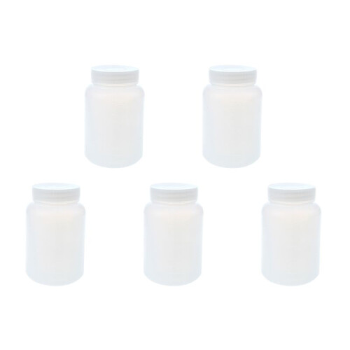 5X Laboratory Chemical Storage Case White Plastic Widemouth Bottle 500ML