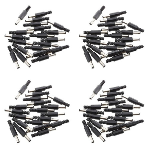 80 Pcs Black 2.5mm x 5.5mm  Power Male Plug Jack Adapter