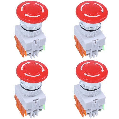 4X Red Mushroom Cap 1NO 1NC Emergency Stop Push Button  AC 660V 10A