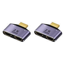 2X Adaptador Divisor de Salida 1 en 2 Compatible con 2K una 60 Hz Interruptor Selector Bidireccional de Pantalla HD 2 en 1 con Luz LED