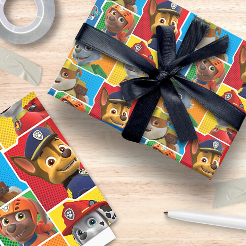 Paw Patrol Official Paw Patrol 2 sheet and 2 tag Gift Wrap Pack 2