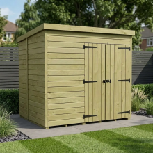 7 x 6 Pent Shed Tanalised (Double Door, No Windows)