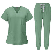 (S, Green) Medical Uniform Women and Man Scrubs Set Medical Scrubs Top and Pants