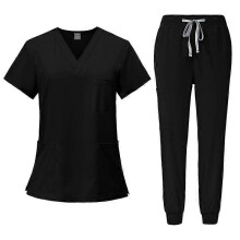 (XL, Black) Medical Uniform Women and Man Scrubs Set Medical Scrubs Top and Pants