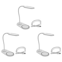 3X Lampada Da Scrivania Un LED Dimmerabile con Caricabatterie Wireless, Luce Da Scrivania con Ricarica Wireless Luce Notturna di Controllo Della