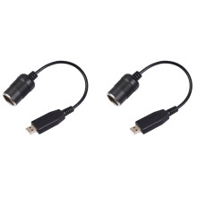 2X Wired Controller Converter Adapter USB Port to 12V Car Lighter Socket Female Power Cable for Power Bank