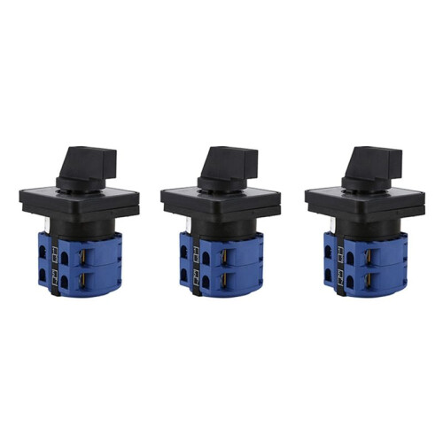 3X AC660V 25A 2-Pole 3-Position Momentary Plastic Rotary Changeover  +Black