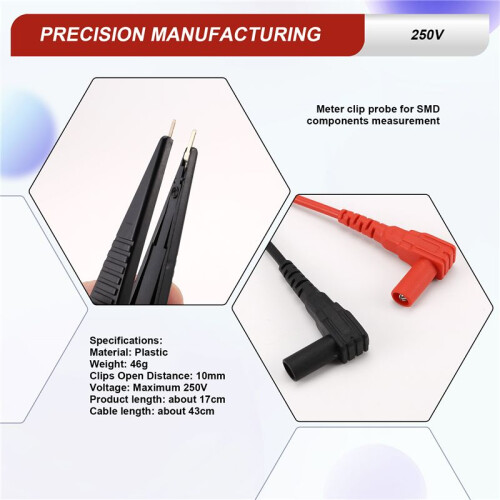 SMD Chip Test Clip Meter Lead Probe Multimeter Tweezer Capacitor Resistance 2