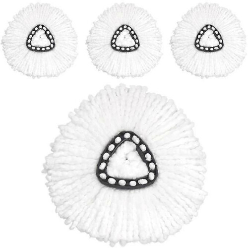 (White) 4 Pack RinseClean Spin Mop Replacement Head Spin Mop Refills Compatible