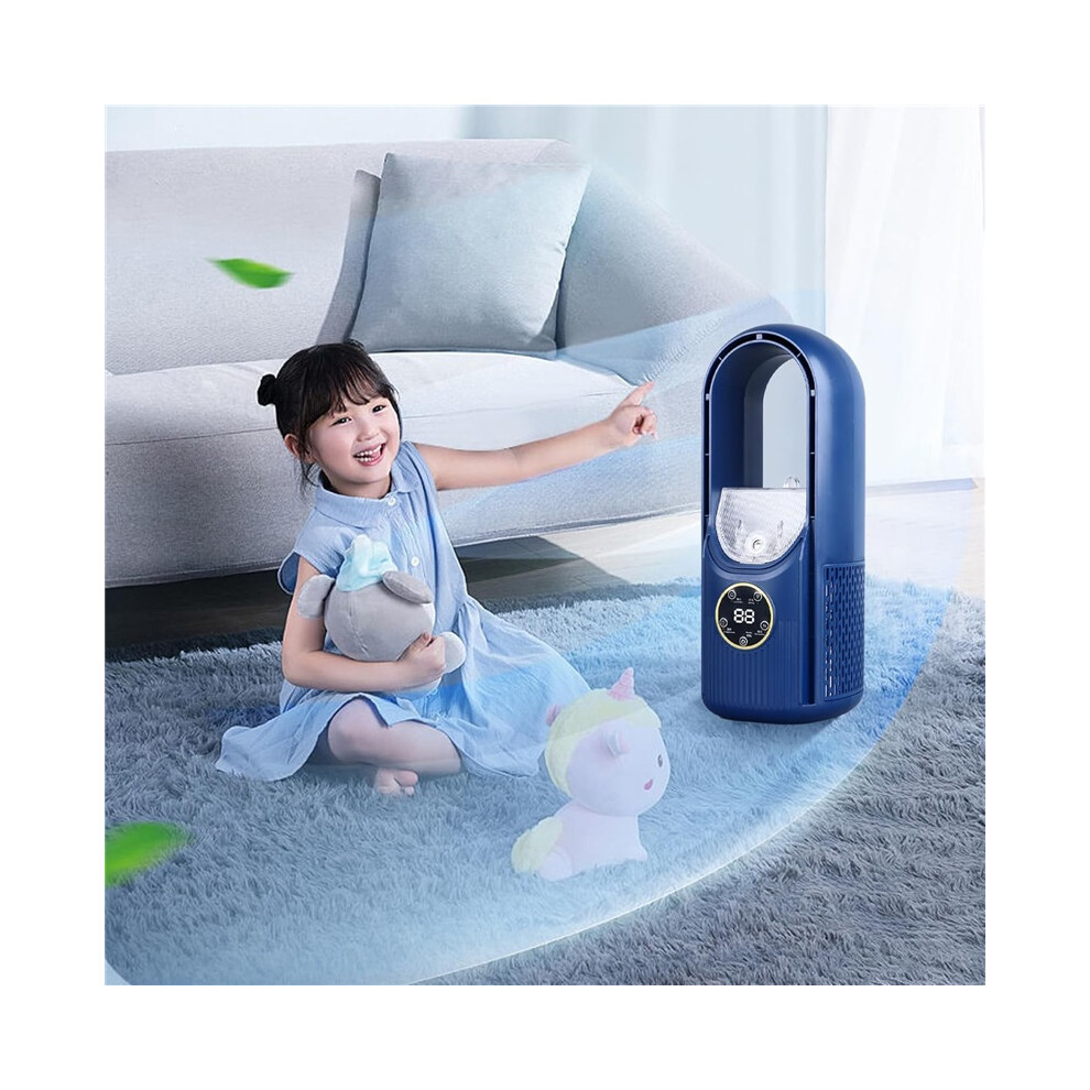 Bladeless Tower Desk Fan 3 In 1 Cooling Fan Humidifier 6 Speed Timer Blue 8581299262840