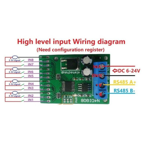 2X 8Ch Input/Output Digital  TTL LvTTL CMOS RS485 IO Control Module Modbus Rtu Board for PLC Relay, (No Pin) 1