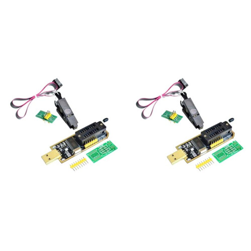 2X CH341A 24 25 Series EEPROM Flash BIOS USB Programmer Module + SOIC8 SOP8 Test Clip per EEPROM 93CXX / 25CXX / 24CXX