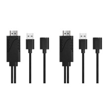 2X 2 in 1 USB Female to -Compatible Male HDTV Adapter Cable 1080P Digital AV HD TV Projector Displays Converter