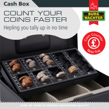 Burg-Wachter CB03GBBK 10" Money 5030 Cash Box with Coin Tray, Black