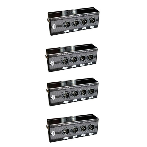 4 Unidade de ÁUdio XLR de 3 Pinos e 4 Canais e DMX sobre Extensor de Cabo de Rede, Extensor de Sinal de Rede DMX512, Macho