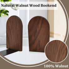 HEKOBAG 1 Pair Book Ends, Walnut Wood Bookends, Non-Slip Bookends, Heavy Duty Wooden Bookend Support Natural Walnut Book Stopper L-Shaped Book Ends f