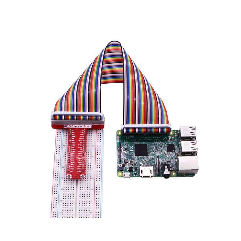 For Raspberry Pi GPIO T-Type Expansion Board+40Pin Color Cable 4B/3B ...
