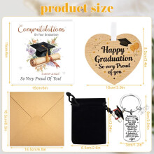 2026 Graduation Greeting Card Set, Including a Greeting Card, Envelope,Wooden Plaque, Keyring and Velvet Pouch. For your children or friends.At unive