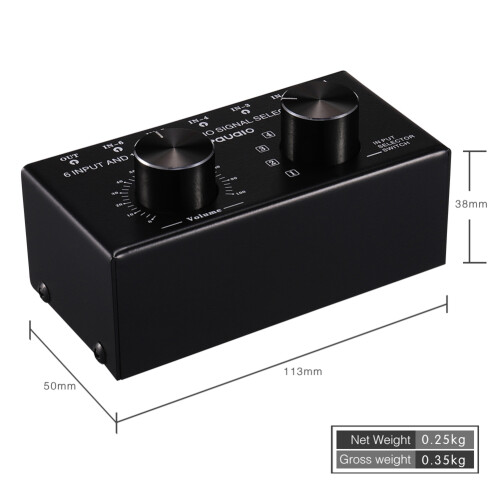 2X 6 Input 1 Output Switcher Audio Source Selection Switcher RCA Audio Input Signal Selector 1