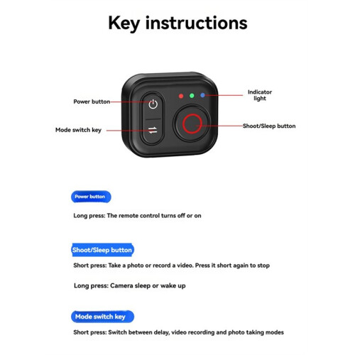 Wireless  Remote Control for  Action6/5 Pro/4/OSMO 360 Shoot Controller Action Cam Shutter 1