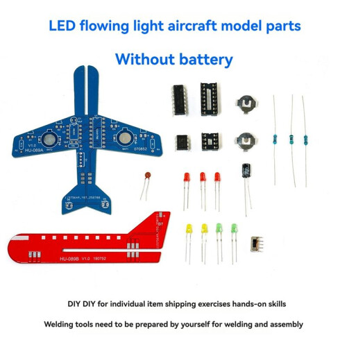 DIY Electronic Kit Small Airplane CD4017 Flow Lamp Welding Practice Electronic Science Assembly Kit Flashing LED PCB 2