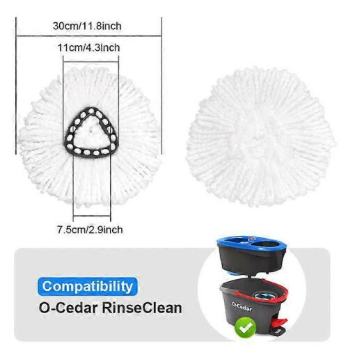 (White) 4 Pack RinseClean Spin Mop Replacement Head Spin Mop Refills Compatible 1