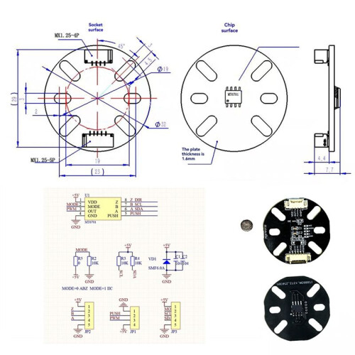 MT6701 Magnetic Encoder 14bit High Precision IIC+AB1024 Supports IIC/SSI/PWM/da Communication for Brushless Motor 1