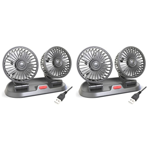 2X Ventilatore per Auto USB un Doppia Testa Ventola Raffreddamento Automatica Portatile Raffreddamento Ventilatore Elettrico un  Vento