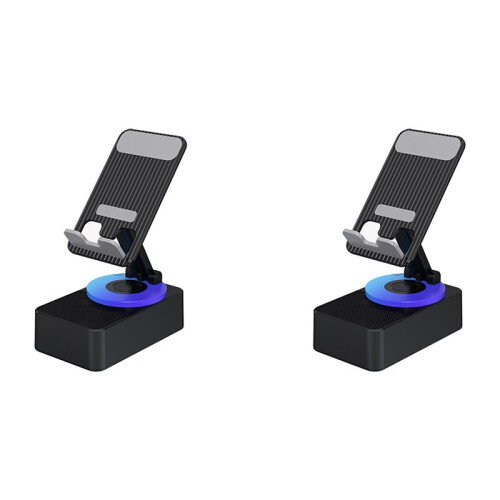 2X 3-In-1 Mobile Phone Holder, Audio Power Bank,  Call Speaker, Multi-Function Foldable Rotating Desktop,Black