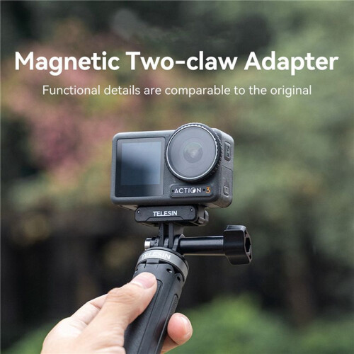 2X TELESIN Magnetic Two Claw Adapter Action Camera Accessories for  OSMO Action 3 Adapter 1