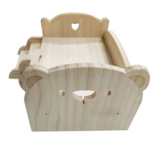 Wooden Bed for Dolls Universal Wooden Bed Wooden Doll DIY Bed for Dolls Children'S Day Gift(Bear)