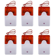 6X Wired Strobe Warning Siren Durable 12V Sound Alarm Flashing Light Sound Siren 115Db Orange