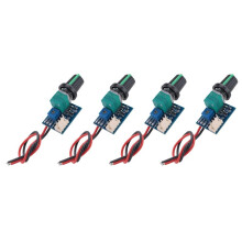 4X 12V Adjustable 0%- PWM Fan Speed Controller with Knob 4 Wire Fan Speed Governor Noise Reduction