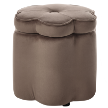 Kids Storage Pouffe FLOWER Velvet Dark Brown Flower