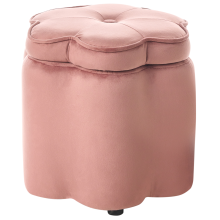 Kids Storage Pouffe FLOWER Velvet Pink Flower