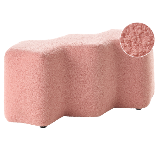 Beliani Upholstered Bench LITTLETON Boucle Pink