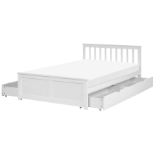 Bed with 4 Drawers OLENDON Pine Wood White 120 x 200 cm (EU Small Double)