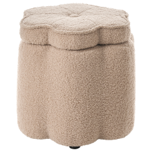 Kids Storage Pouffe FLOWER Boucle Beige Flower